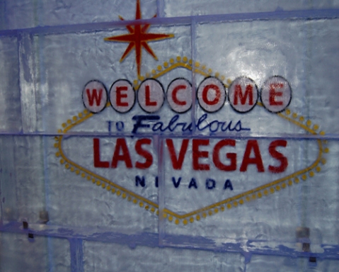 Las Vegas Sign in ice at Minus 5 Lounge
